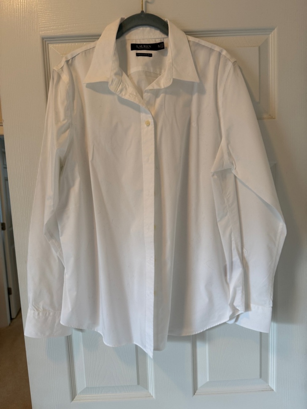Ralph Lauren White Button-Up Collared Blouse